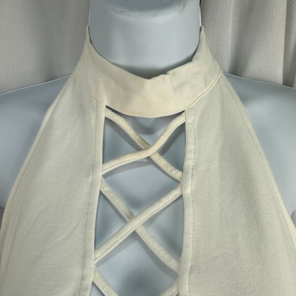 Express Halter Neck White Dress With Crisscross Front Design Size M - Picture 2 of 7